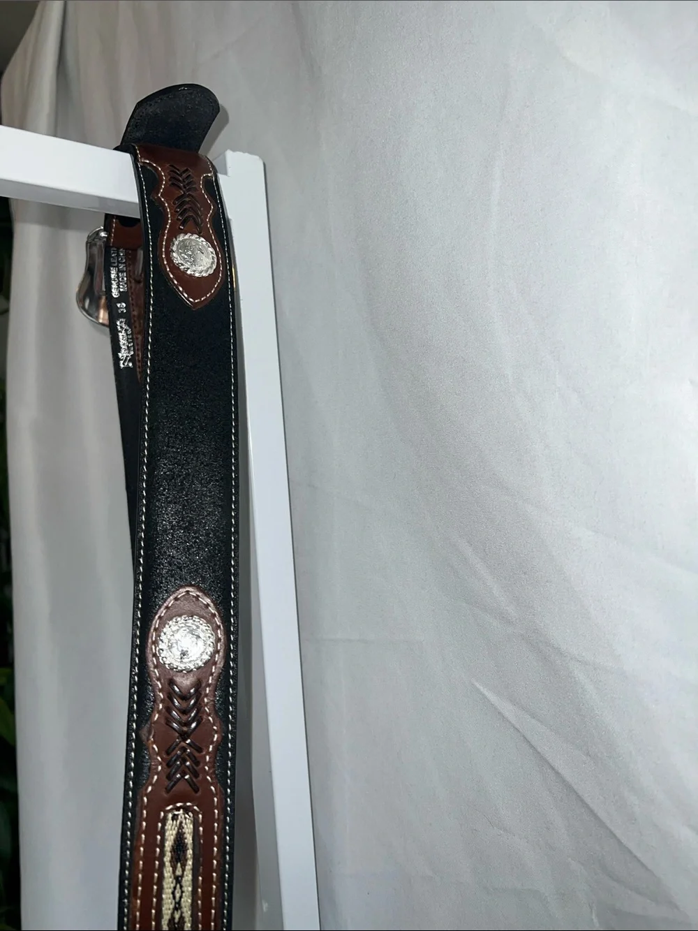 Nocona Black Leather Belt with Brown Accent
